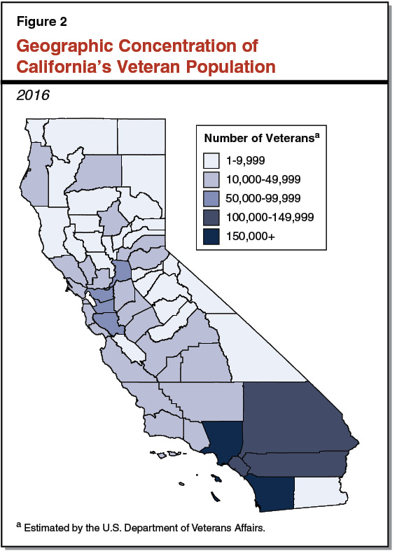 Figure 2 - Geographic Concentration of California's Veteran Population