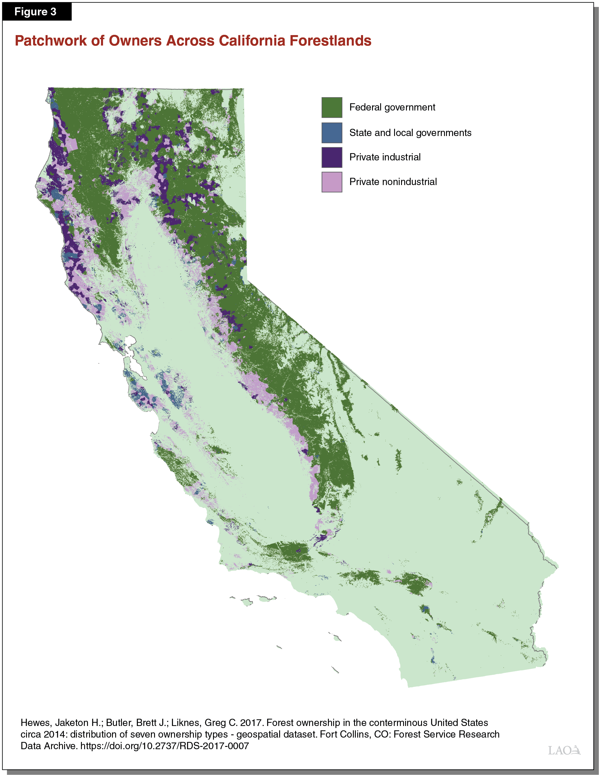 Figure 3 - Patchwork of Owners Across California Forestlands