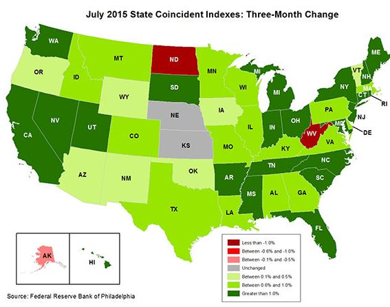 Coincident Index Over Past Year California Ranks 11th Of 50 States 
