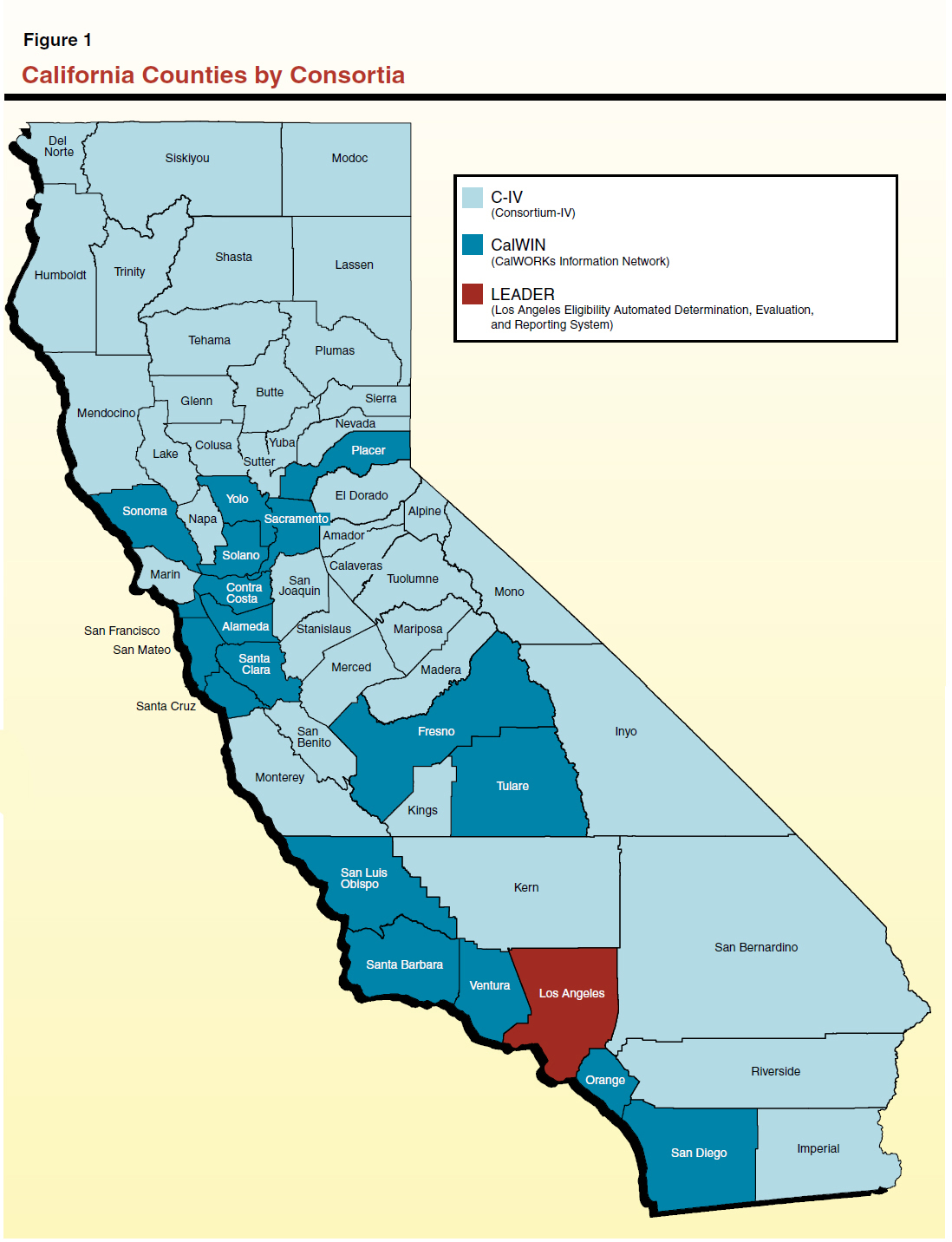 Figure 1 - California Counties by Consortia