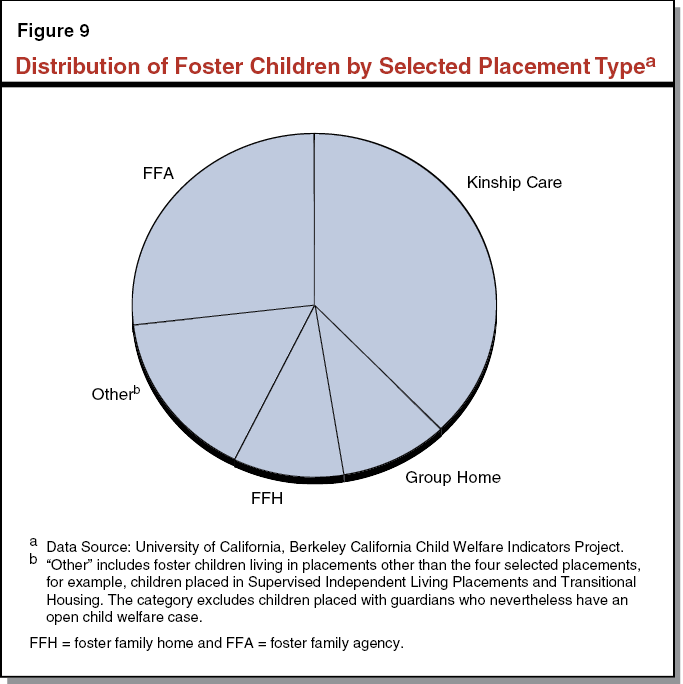 Figure 9 - Distribution of Foster Children by Selected Placement Type