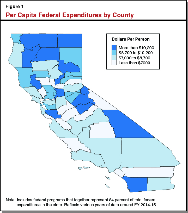 Figure 1 -  Per Capita Federal Expenditures by County