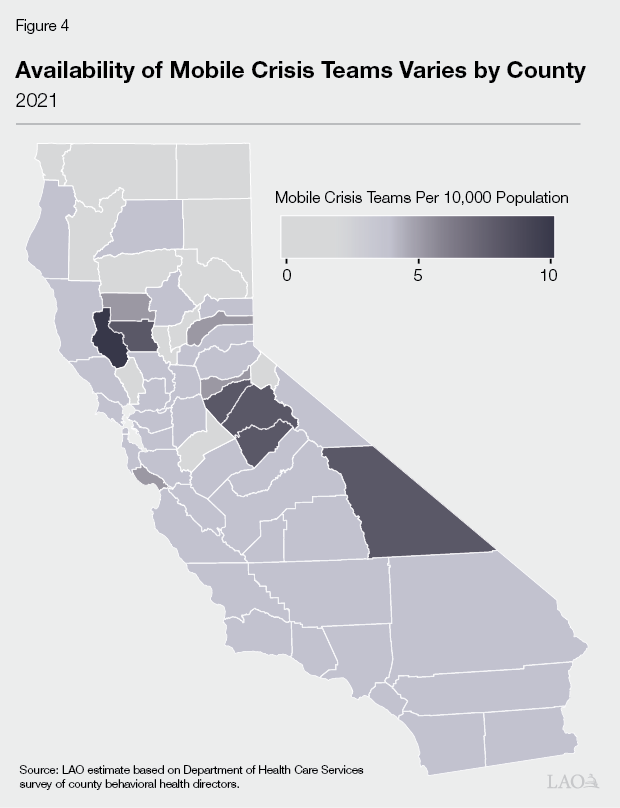 Figure 4 - Availability of Mobile Crisis Teams Varies by County