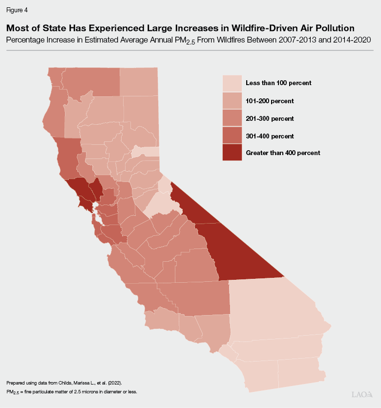 Figure 4 - Most of State Has Experienced Large Increases in Wildfire-Driven PM2.5