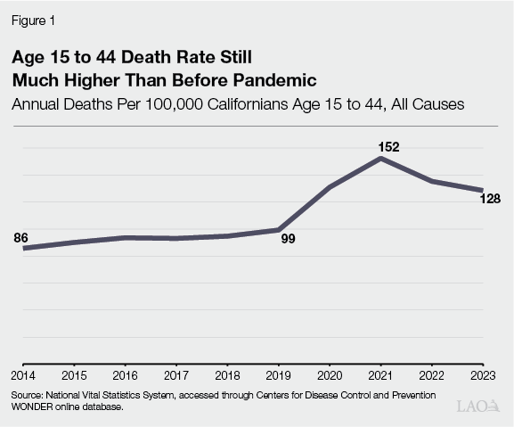 Figure 1 - Young Adult Death Rate Still Much Higher Than Before Pandemic