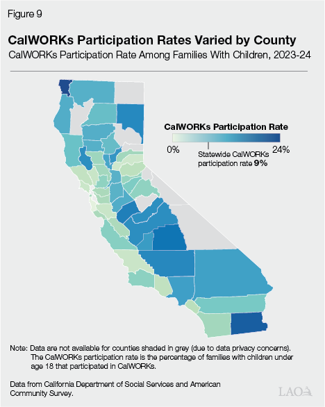 Figure 9 - CalWORKs Participation Rates Varied by County